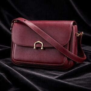 VINTAGE MUST DE CARTIER BURGANDY LEATHER CROSSBODY BAG